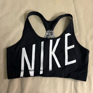 Nike Black Sports Bra | Bold Logo Front | Size Small